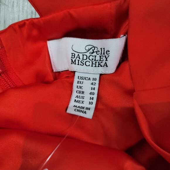 Belle Badgley Mischka NWT Red Sleeveless Sheath Dress Size 10 open cross back - Picture 5 of 10